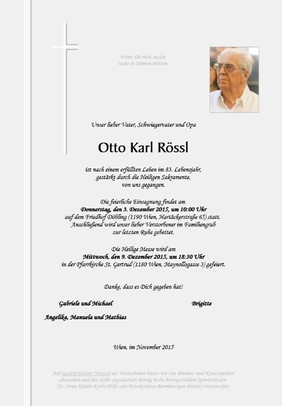 Erinnerungsbild für Otto Karl Rössl