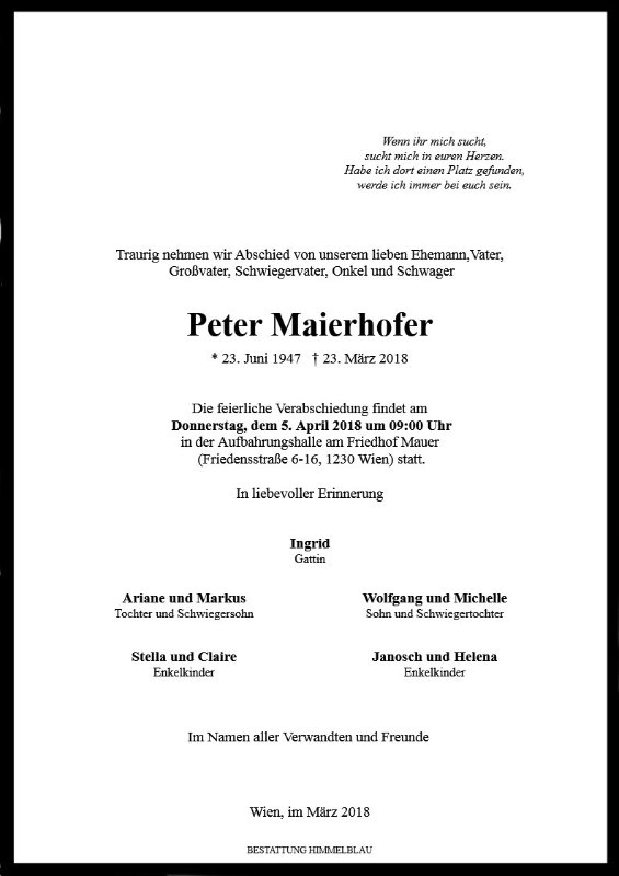 Erinnerungsbild für Peter Maierhofer