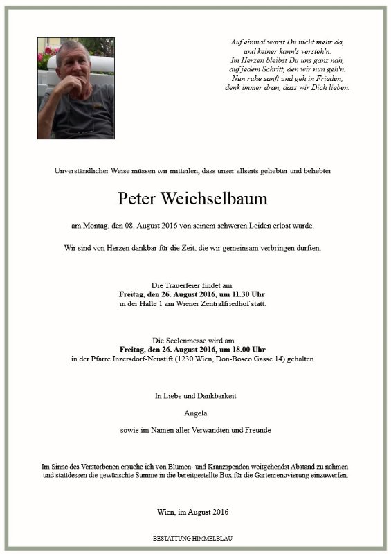 Erinnerungsbild für Peter Weichselbaum