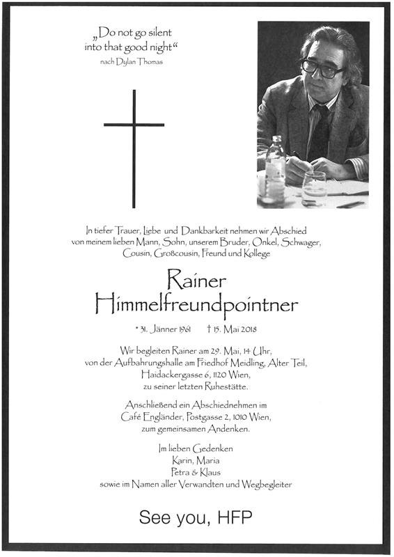 Erinnerungsbild für Rainer Himmelfreundpointner