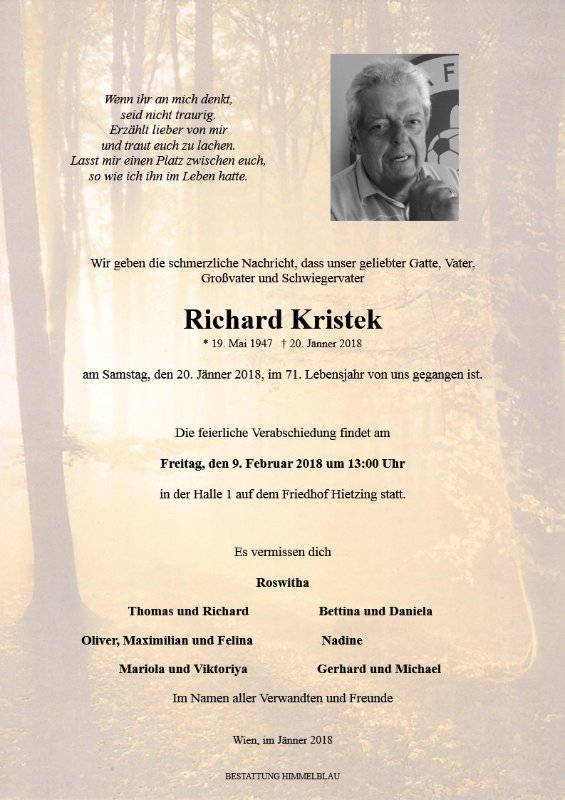 Erinnerungsbild für Richard Kristek