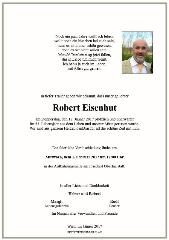 Erinnerungsbild für Robert Eisenhut