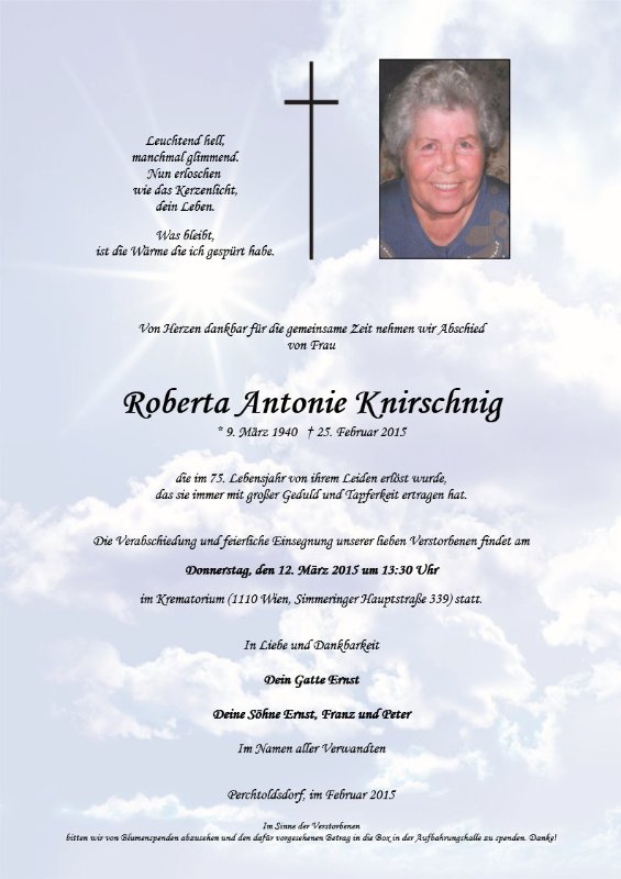 Erinnerungsbild für Roberta Antonie Knirschnig