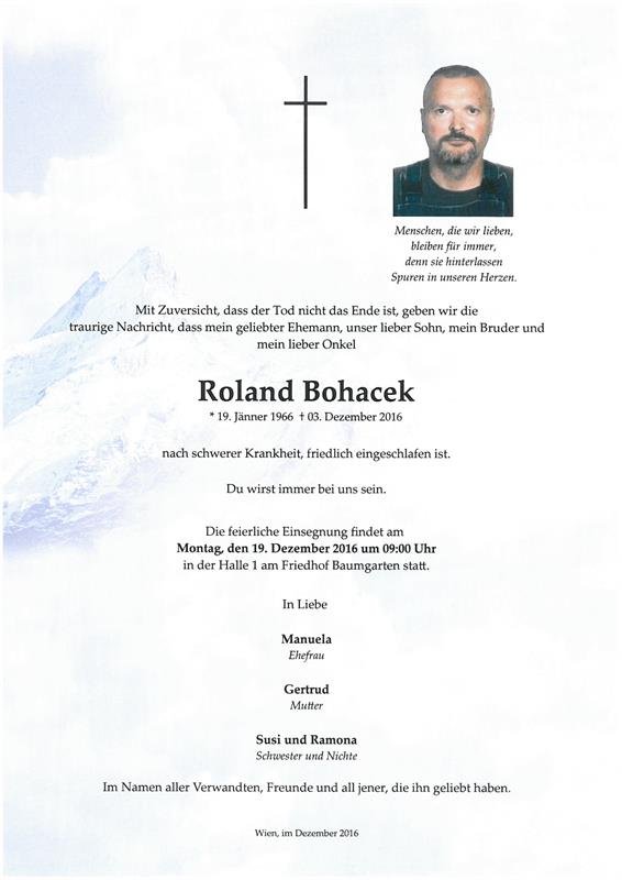 Erinnerungsbild für Roland Bohacek