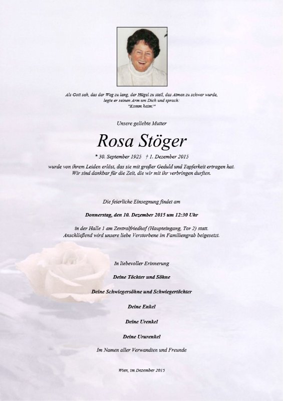 Erinnerungsbild für Rosa Stöger