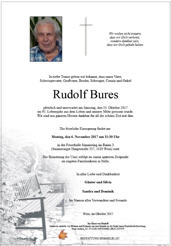 Erinnerungsbild für Rudolf Bures