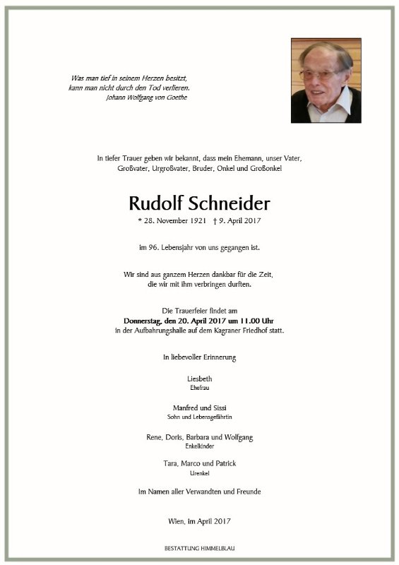 Erinnerungsbild für Rudolf Schneider