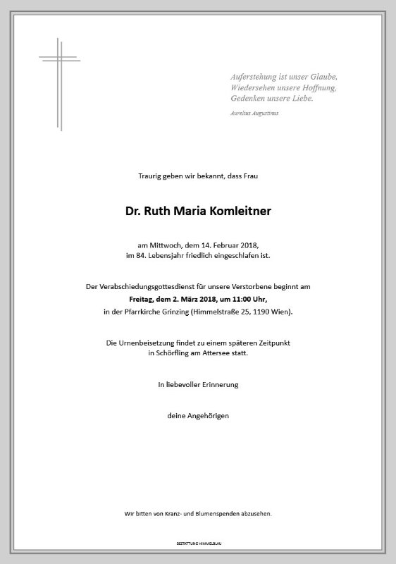 Erinnerungsbild für Dr. Ruth Komleitner