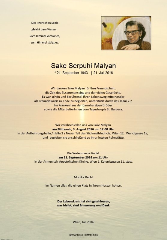 Erinnerungsbild für Sake Serpuhi Malyan