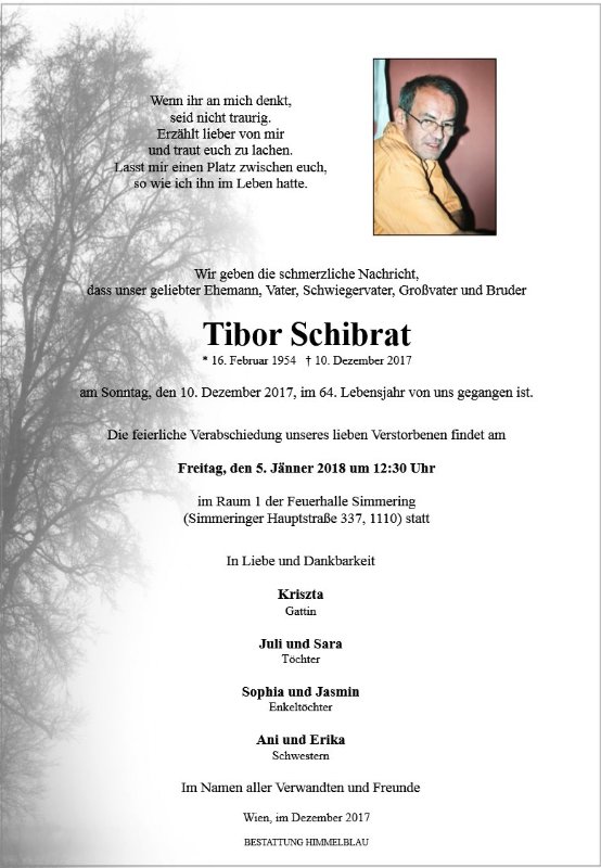 Erinnerungsbild für Tibor Schibrat