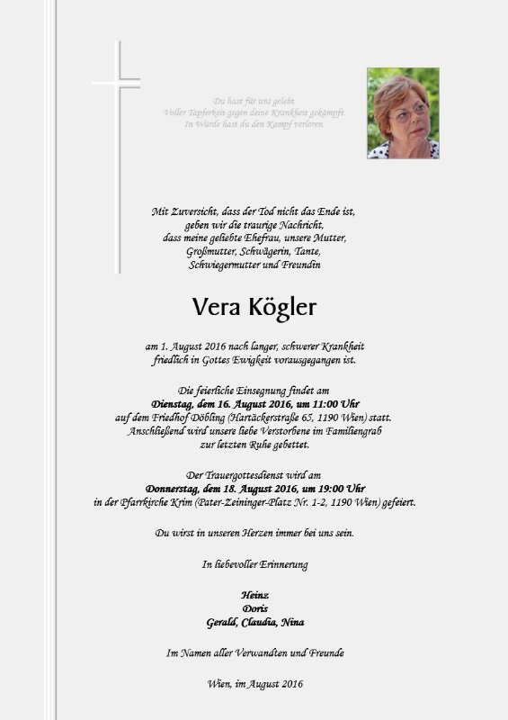 Erinnerungsbild für Vera Kögler