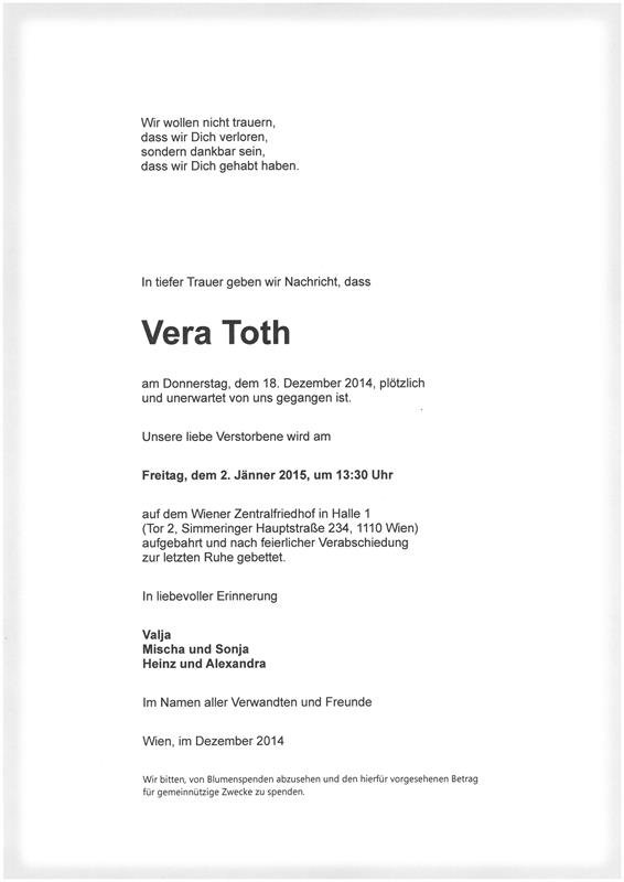 Erinnerungsbild für Vera Toth