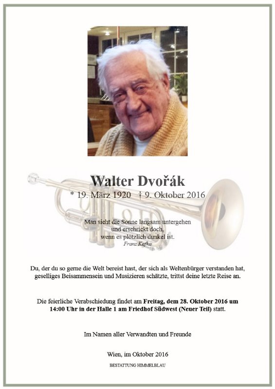 Erinnerungsbild für Walter Dvořák