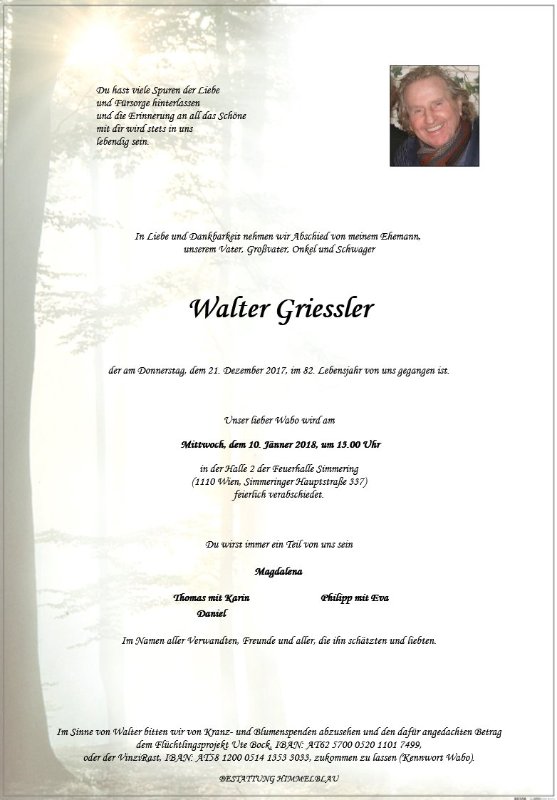 Erinnerungsbild für Walter Griessler