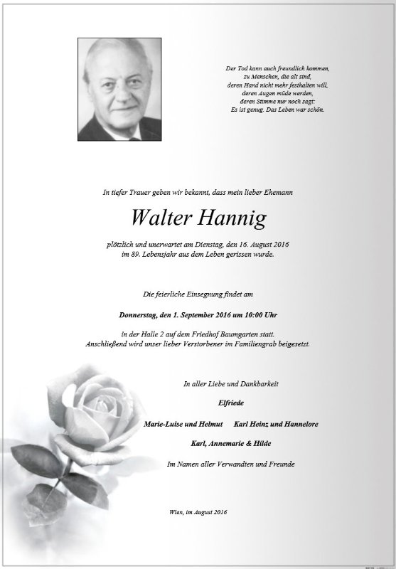 Erinnerungsbild für Walter Hannig