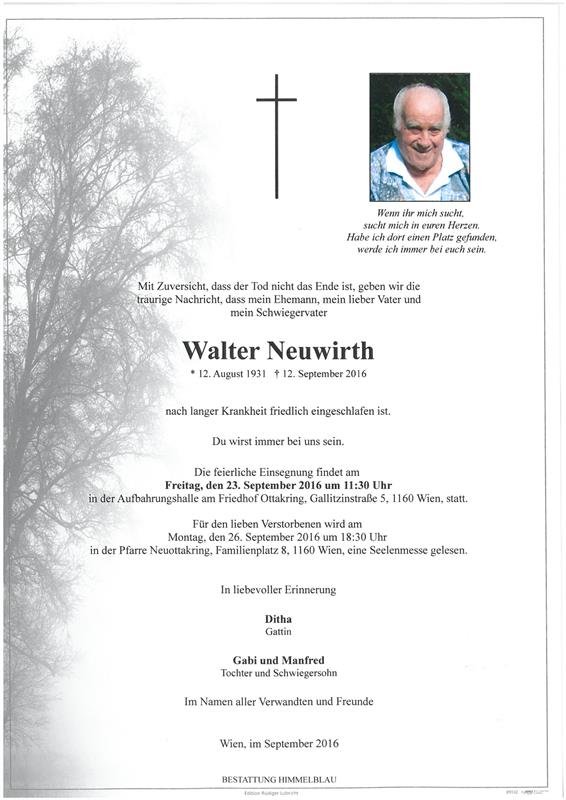 Erinnerungsbild für Walter Neuwirth