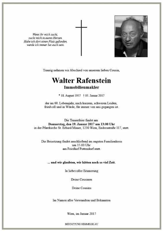 Erinnerungsbild für Walter Rafenstein