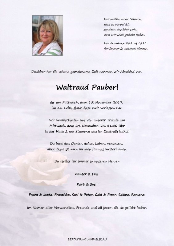 Erinnerungsbild für Waltraud Pauberl