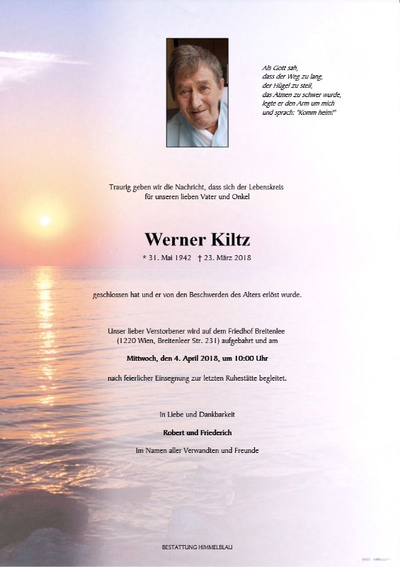 Erinnerungsbild für Werner Kiltz