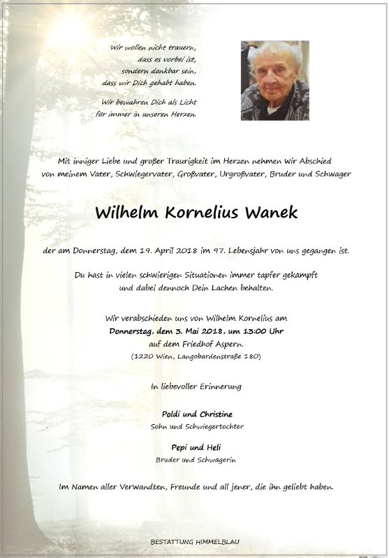 Erinnerungsbild für Wilhelm Wanek
