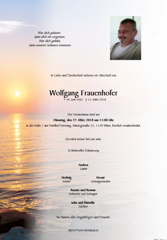 Erinnerungsbild für Wolfgang Frauenhofer