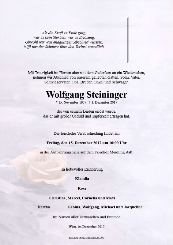 Erinnerungsbild für Wolfgang Steininger